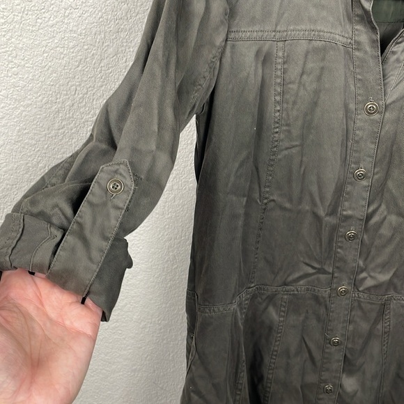 Holding Horses Anthropologie Mariona Utility Shirt Dress Army Green Sz 2P - Picture 5 of 14